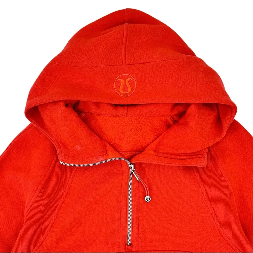 Lululemon Scuba Oversized Half Zip Red Waist Length Crop Cotton Terry Hoodie - Picture 4 of 9